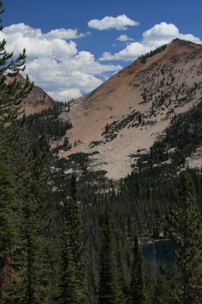 Looking back toward Sand Mountain Pass, Vernon Lake in foreground.
