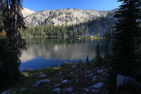 Looking north across Heart Lake (8562' on topo) from our camp.
