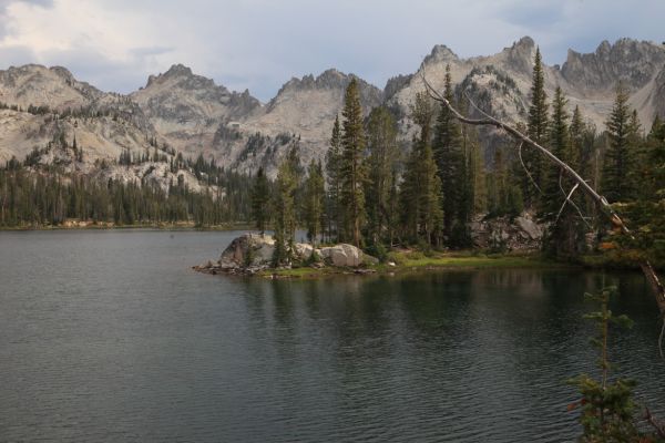 Mattingly Peak and the Sawtooth Crest rise above Alice Lake.
