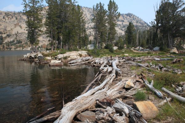 Disappointing destination; I did not find my lost items- somebody else did!  The land bridge at Twin Lakes.
