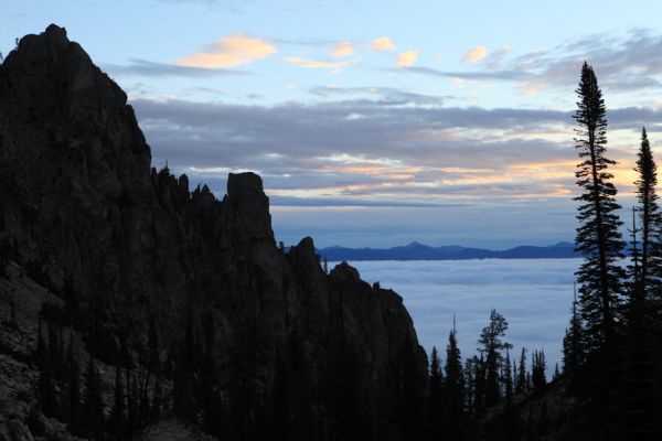 Stanley is buried under a sea of low clouds.
