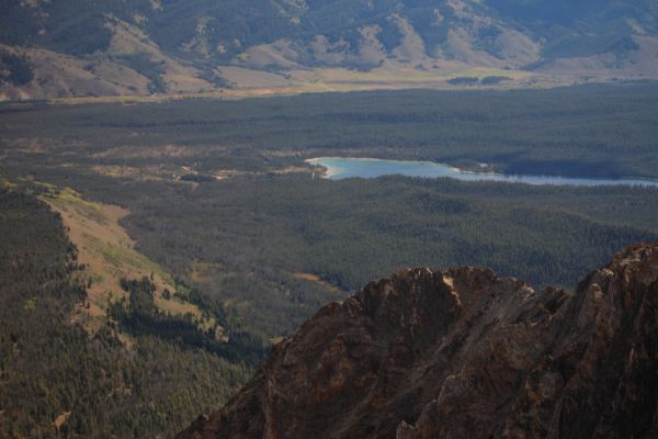 Redfish Lake from the summit of Thompson Peak.
