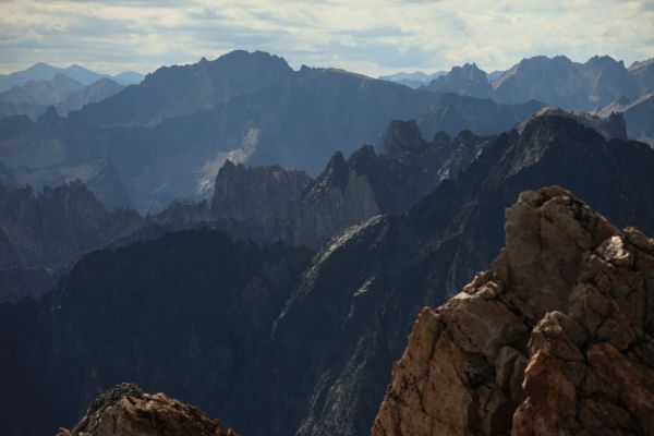 The view southeast from the summit of Thompson Peak; mountains, and more mountains.
