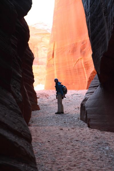 After about 1.75 miles, the canyon widens slightly, and we arrive at Buckskin Gulch.
