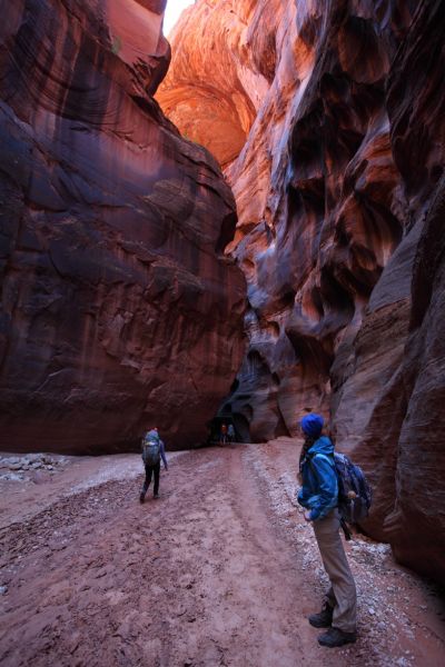 We played leap frog, exchanging the lead several times with this party of five backpackers.  For busy Spring Break, we only saw 3 other parties; a group of two hiking up the slot, and two others traveling alone.  One had entered via Middle Trail Exit.  It seemed absurd that we were unable to obtain an overnight permit.
