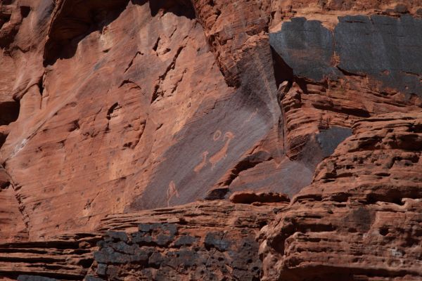 The panel wraps 90 degrees around a corner on the wall.  One wonders how it was carved, as its location high above the canyon floor is rather exposed.
