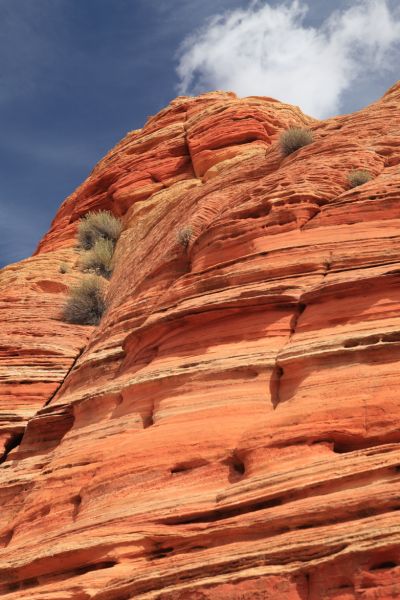 The classic 'teepee' sandstone formation prevalent in this area with its yellow and red bands.
