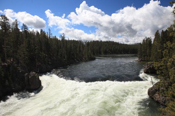 River-wide reversal above South Rim Drive bridge; Yellowstone River, Canyon Village.
