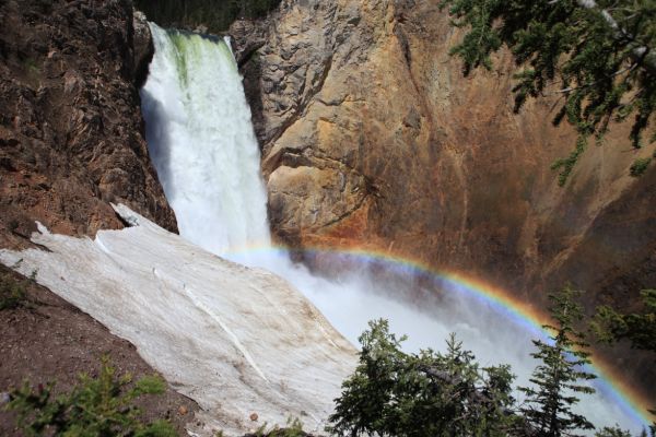 Upper Falls from bottom of Uncle Tom's Trail; Yellowstone River, Canyon Village.
