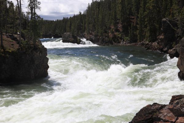 River-wide reversal above brink of Upper Falls; Yellowstone River, Canyon Village.
