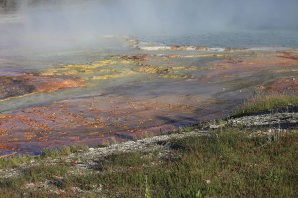 Runoff from the Excelsior Geyser pool; Midway Geyser Basin.
