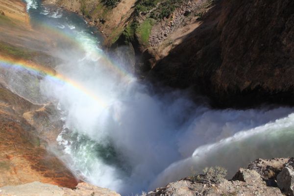 Rainbow, Brink of Lower Falls; Yellowstone River, Canyon Village.
