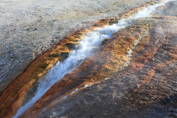 Runoff from the Excelsior Geyser pool; Midway Geyser Basin.
