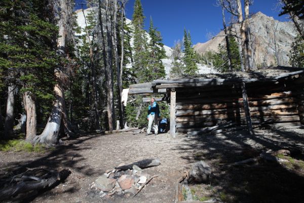 We spent the night at this cabin at 9232' on the jeep road which climbs the ridge southwest of Baker Lake.
