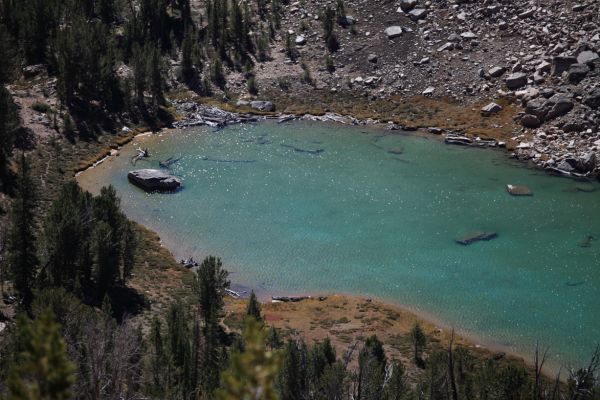 My camp at Shallow Lake from the broad ridge to the northeast.
