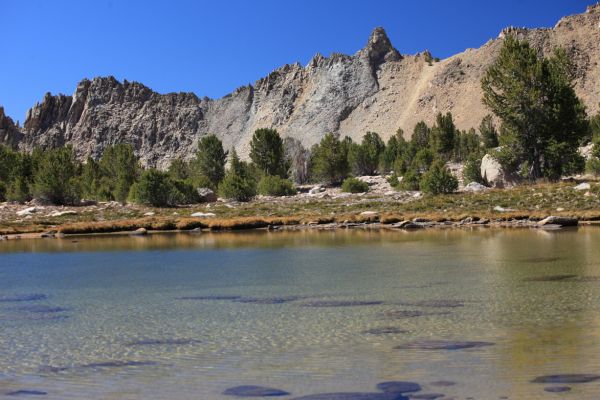 The tarn on the broad, high plateau southwest of Windy Devil.  Looking west, southwest toward the backside of the Devil's Staircase that ascends above the highest of the Born Lakes.
