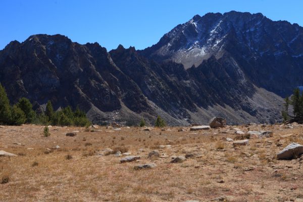 Another view of the north face of Castle Peak and the Serrate Ridge from Windy Devil.
