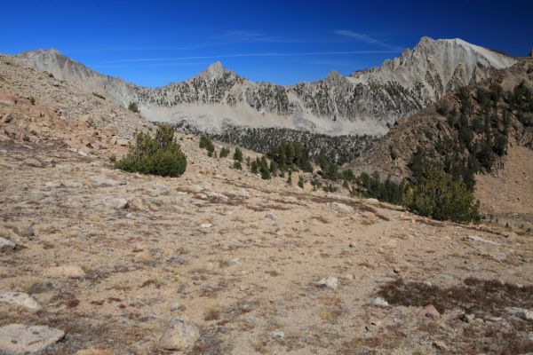 Looking north from Windy Devil to the peaks forming the ridge to the north of Boulder Chain Lakes.

