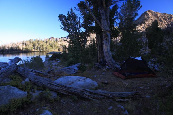 I establish camp just on the western shore of Hummock Lake, just north of the stream flowing in from Hidden Lake.  My closest neighbors are on the opposite side, just north of the outflow stream.  I am surprised how many people are back here this late in the year.
