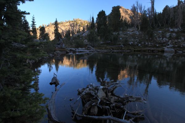 I fish both Hummock and here at Hidden Lake, but am not successful.  The brookie I caught this morning is a welcome addition to the backpack meal.
