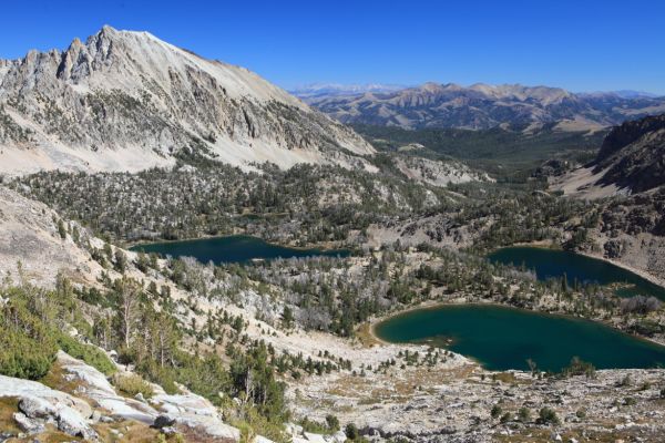 Counter-clockwise from the left, Hidden Lake, Headwall Lake, Scoop Lake, and just visible where I started early this morning, Hummock Lake.
