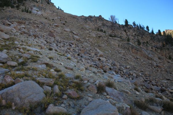 Counter-clockwise from the left, Hidden Lake, Headwall Lake, Scoop Lake, and just visible where I started early this morning, Hummock Lake.
