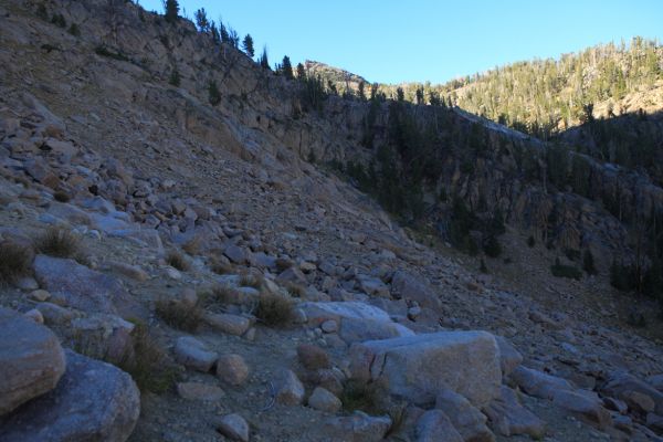 Counter-clockwise from the left, Hidden Lake, Headwall Lake, Scoop Lake, and just visible where I started early this morning, Hummock Lake.
