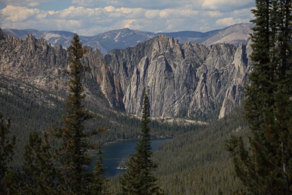 Ship Island Lake comes into view from the saddle west, northwest of Birdbill Lake.
