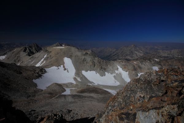 Totality; I never saw a distinct shadow racing in from the west.  It was more like a highly compressed sunset.  It got cold!  Thompson Peak is 10251'; the highest in the Sawtooth.  I heard jet aircraft.
