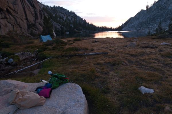 Dawn; inlet Island Lake, Big Boulder Lakes.
