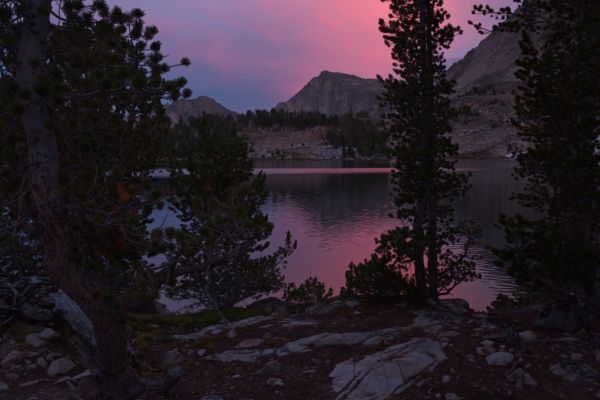 Dusk, Peak 11272 to the south, above my camp at the inlet of Cove Lake.
