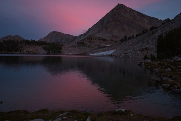 Dusk, Peak 11272 to the south, above my camp at the inlet of Cove Lake.
