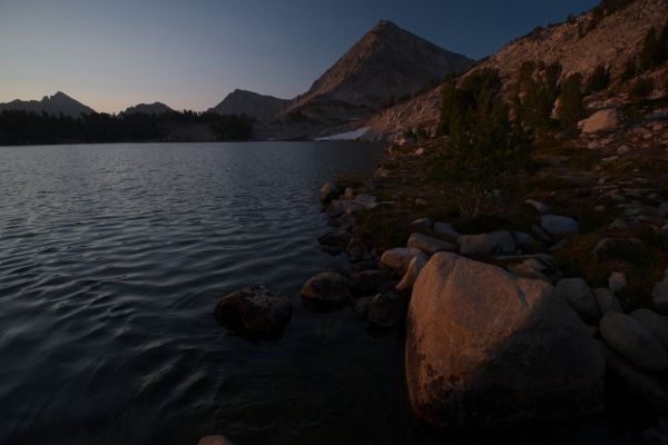 The view south toward Peak 11272 to the south of my camp at the inlet of Cove Lake.
