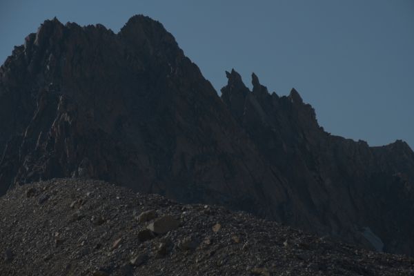 The impressive North Ridge of Peak 11013, just southeast of the Kettles.
