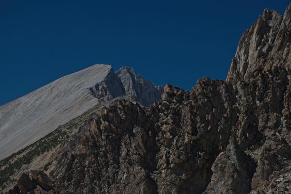 Closer on  D. O. Lee Peak, behind the jagged west ridge of Peak 11072.
