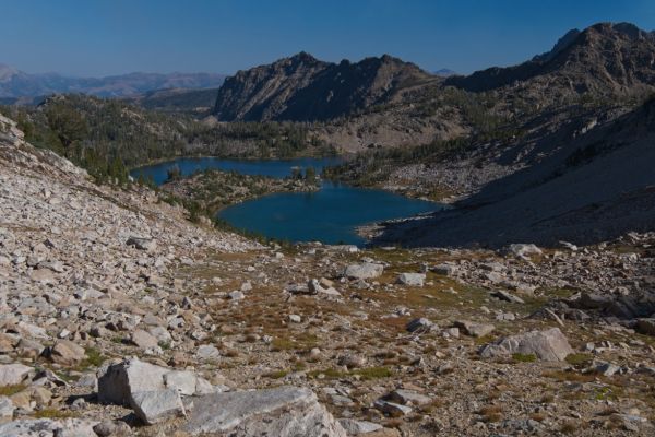 My campground is minutes away down a grassy slope; no more boulder-hopping.  I'm thinking the far side of Hummock Lake, where I read there is a "primo" campground.
