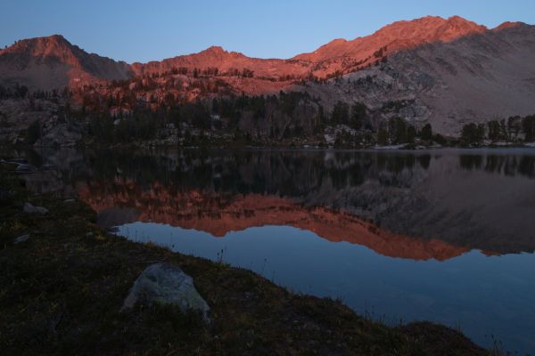 There is some alpenglow in the morning.  I will try my luck fly fishing again.
