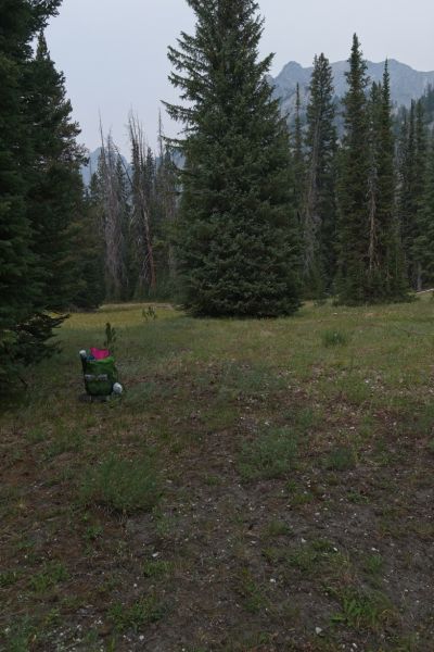 Along Warm Springs Creek, Watson Peak comes into view, marking the entrance to Iron Basin.  Meadows make travel easy, but there are sections with fallen timber, making headway difficult.
