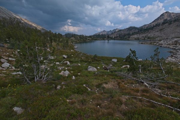 Arriving at Hidden Lake, it is already 5:15 pm.  It is a relief to be down to the lakes.
