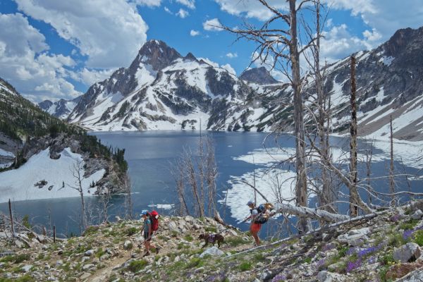 I climb above the trail for slightly different shot of Mt. Regan.  Just as I'm about to release the shutter, my new-found companions round the bend, adding some foreground interest in the shot.
