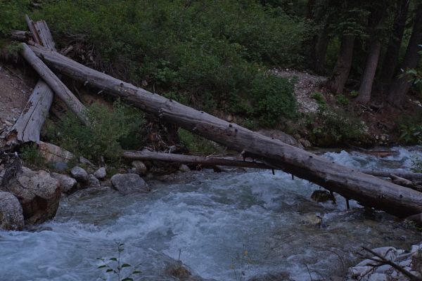 The 3rd crossing; N Fork Barron Creek, is a few hundred feet after joining the main Barron Creek Trail.  Find your center, drop your shoulders, chin up!  I crossed this at 9:30 pm in fading light.  3.5 miles to the trailhead!  At 3 mph, I estimated an 11:00 pm finish.  Two thirds of a moon shining from the south along the Payette provided sufficient light.  I used the headlamp low beam the last 20 minutes to avoid injury.  Excellent first hike of 2022, ending, as anticipated, at exactly 11:00 pm!
