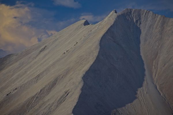 From the ridge south of Ants Basin, close on one of the White Cloud Peaks northeast of Ants Basin.
