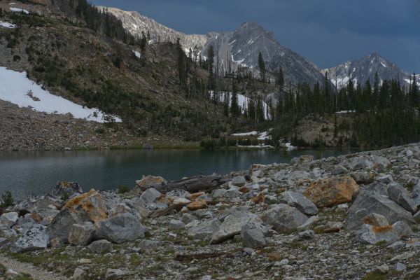 Lake (elevation 8271 feet) beckons me to stay a while, enjoy the tranquil beauty, and enjoy a snack.  It's already after 4 p.m., and while my time thus far is better than usual, I continue, in hopes of getting back to the trailhead while it is still light.
