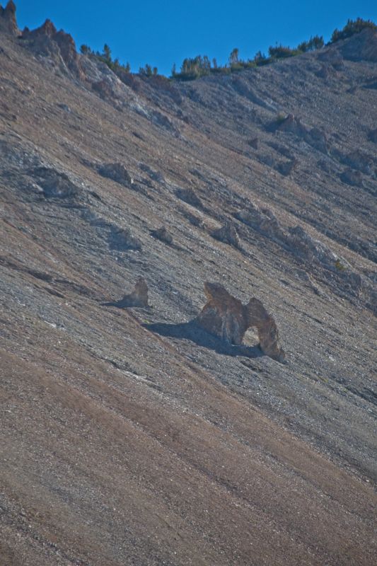 This natural arch is high on the steep north side of Iron Basin proper.  This is the section I've saw fourteen bighorn sheep in August 2020.  None to be seen this trip!
