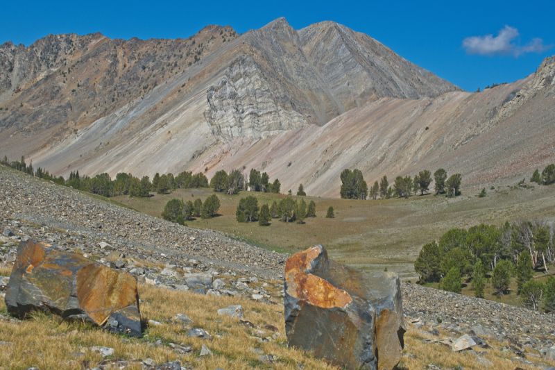 Looking back west, to the entrance of Iron Basin.  The next photo forms a panorama from north to south.
