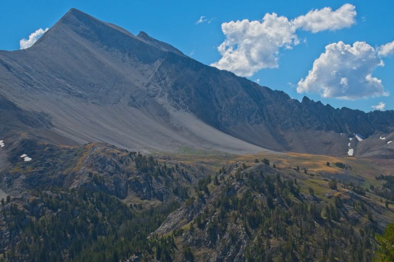 Further southeast into the upper reaches of Bighorn Basin east of D. O. Lee Peak.  The high pass I will cross is still visible in the upper left frame.
