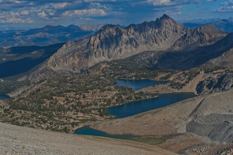 Cirque, Sapphire, and Cove Lakes in the Big Boulder Lakes Basin just below.  The climb out of Bighorn Basin to the saddle took an hour and a half.
