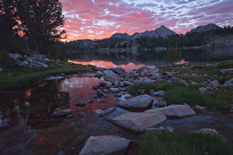 Dawn; inlet at Cove Lake, Big Boulder Lakes Basin.
