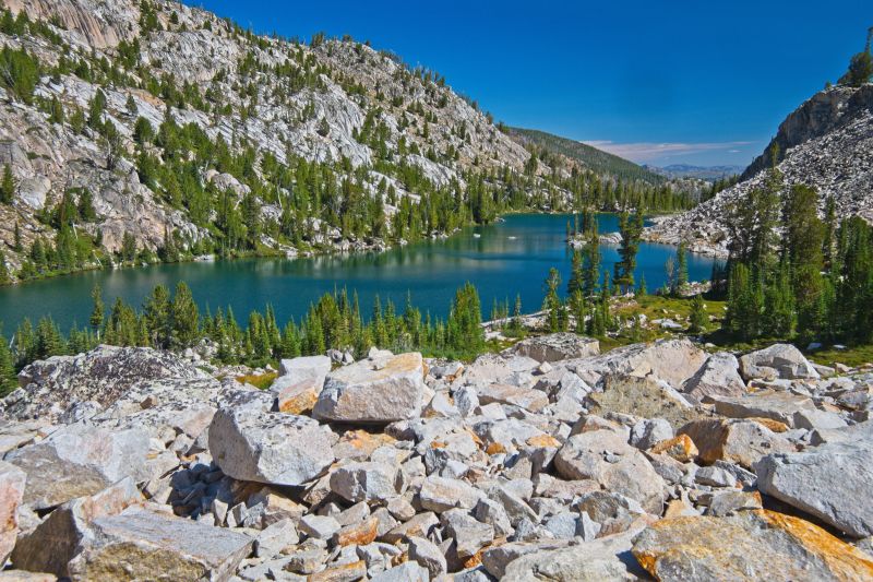 Island Lake just north of my route ascending toward the pass between Big Boulder Lakes Basin and the Boulder Chain Lakes Basin (the "Cheese Grater").
