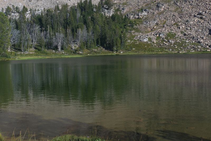 The highest of the Born Lakes.  I would love to stop and fish.  If I don't fish, I can get to the Fourth of July Creek trailhead around 8:30 pm.  That leaves enough light to get down that 11 mile gravel road.  I opt to keep moving.
